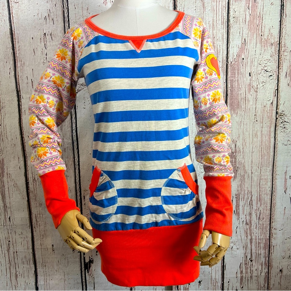 Anthropologie Scrapbook Originals Tunic Striped Abstract Sweatshirt Top SMALL